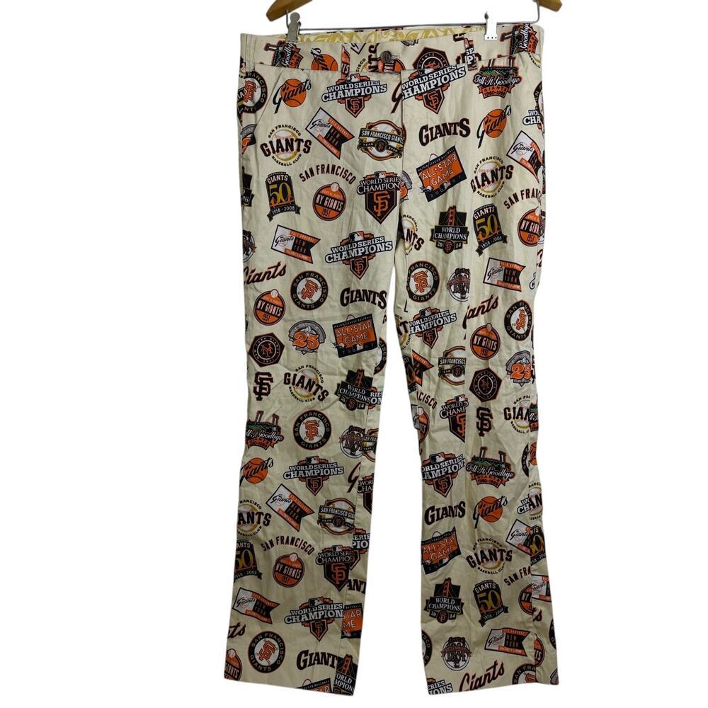 Loudmouth San Francisco Giants Pants 36 37x31 Cream Multi MLB NY Giants AOP Golf